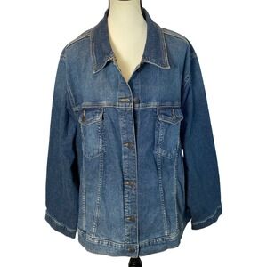 Sonoma Women's Plus The Everyday Denim Jacket Dark Wash Size 3X‎ Cotton Classic